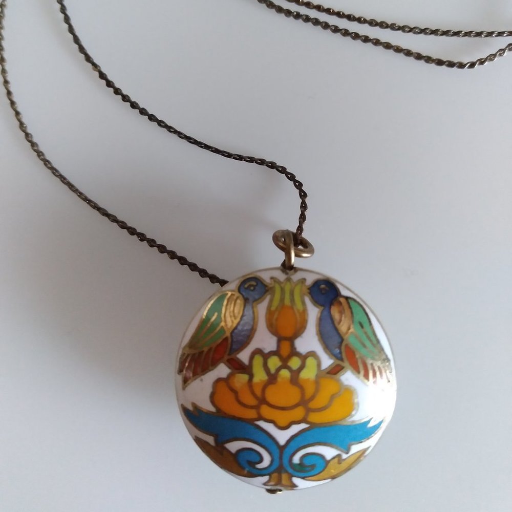 Vintage Enamel Birds Necklace - Picture 3 of 3